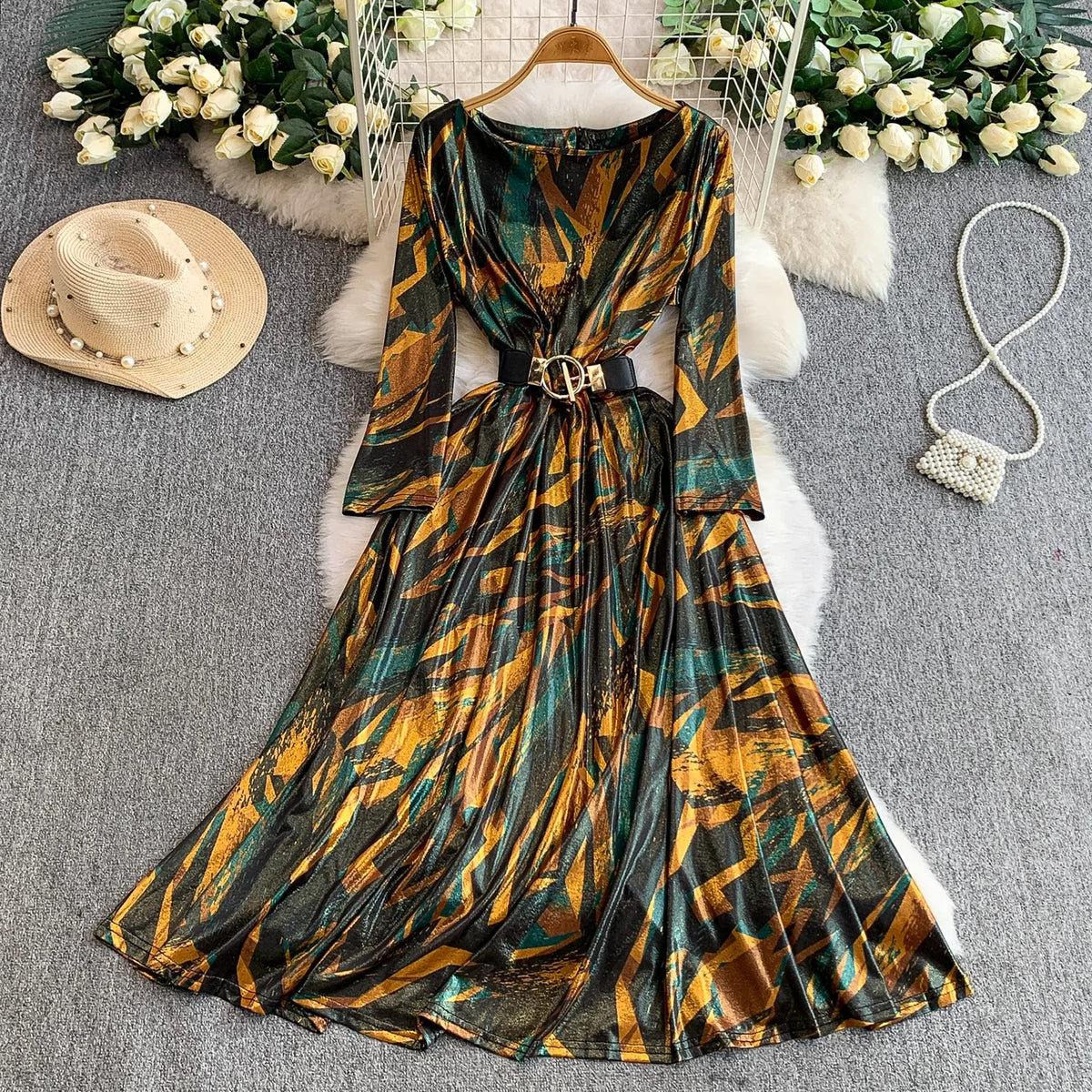 Chiffon Print Slim Boho Dress
