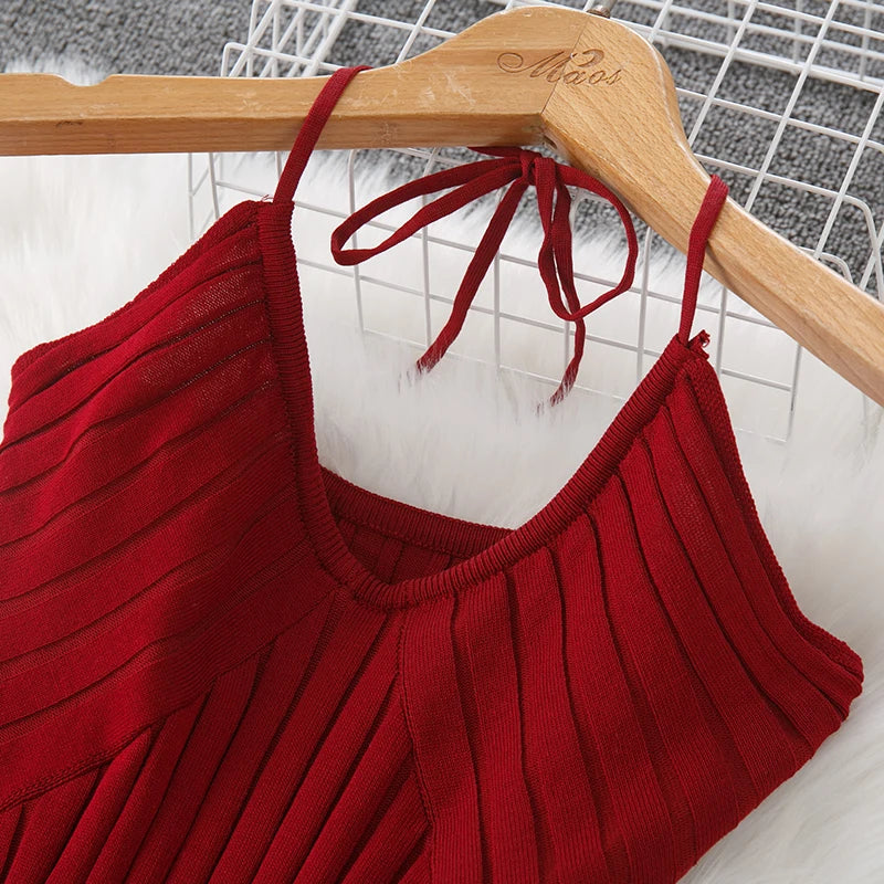 Ribbed Split Knit Bodycon Sundress