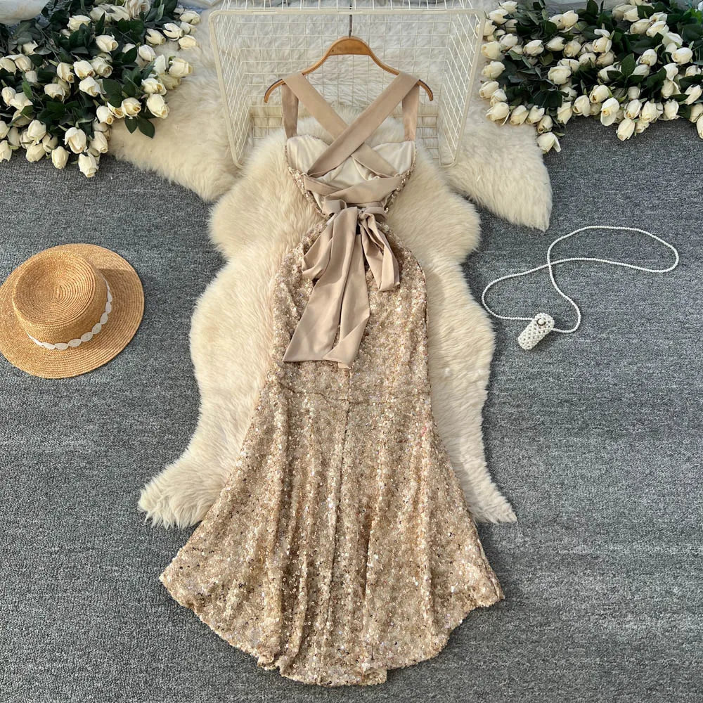 Glitter Sleeveless Boho Maxi Sundress