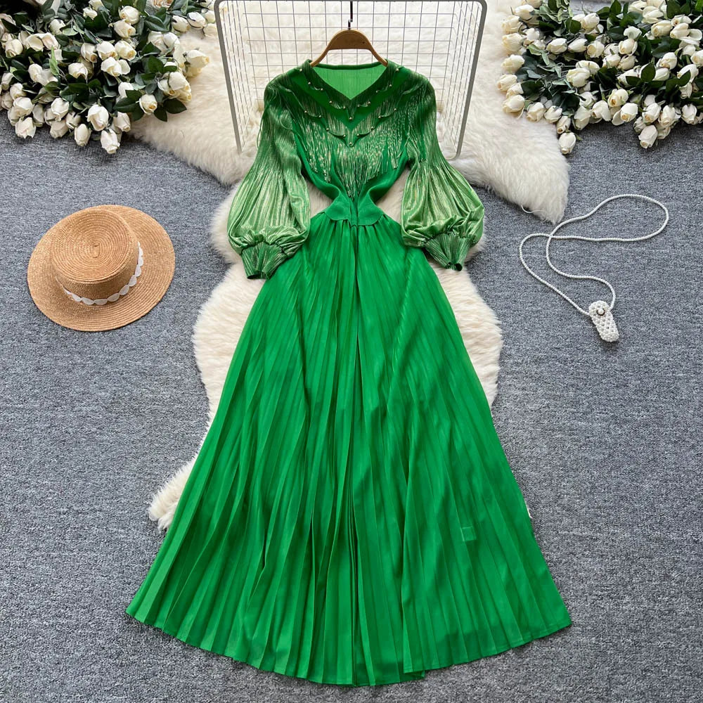 Tassel Puff Sleeve Slim Dress