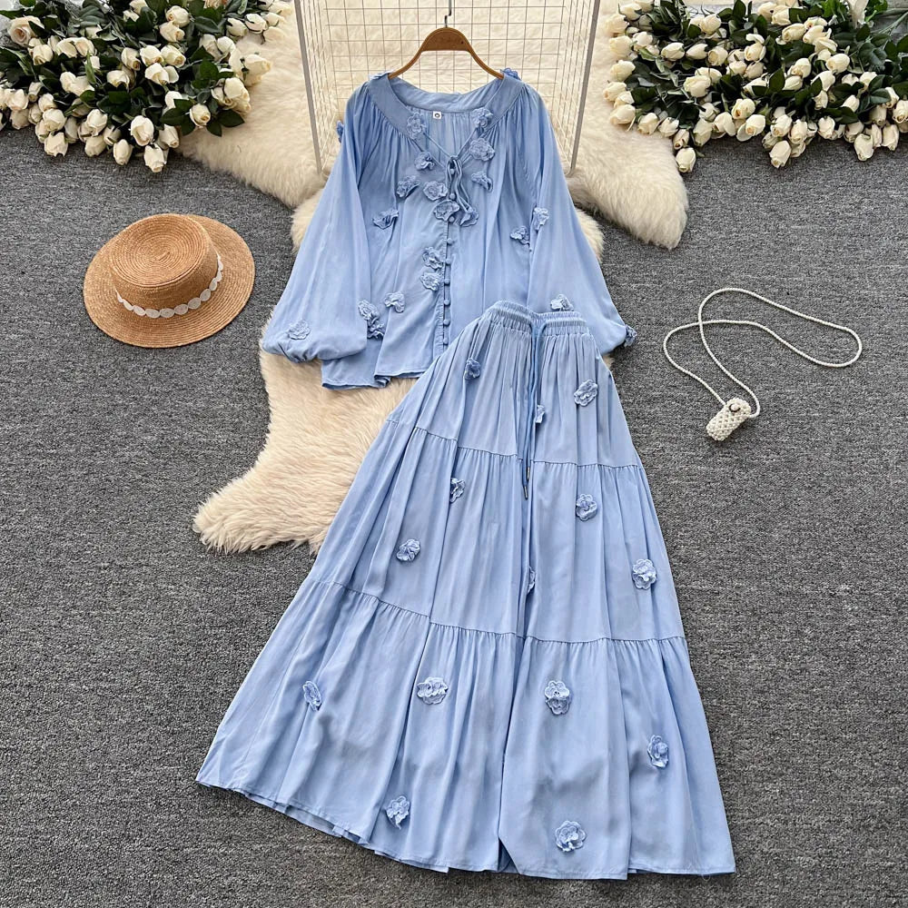 Boho 3D Detail Two-Piece Set