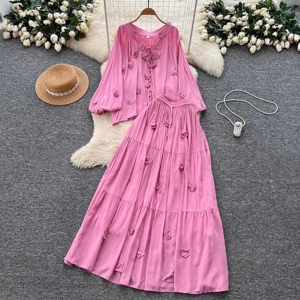 Boho 3D Detail Two-Piece Set