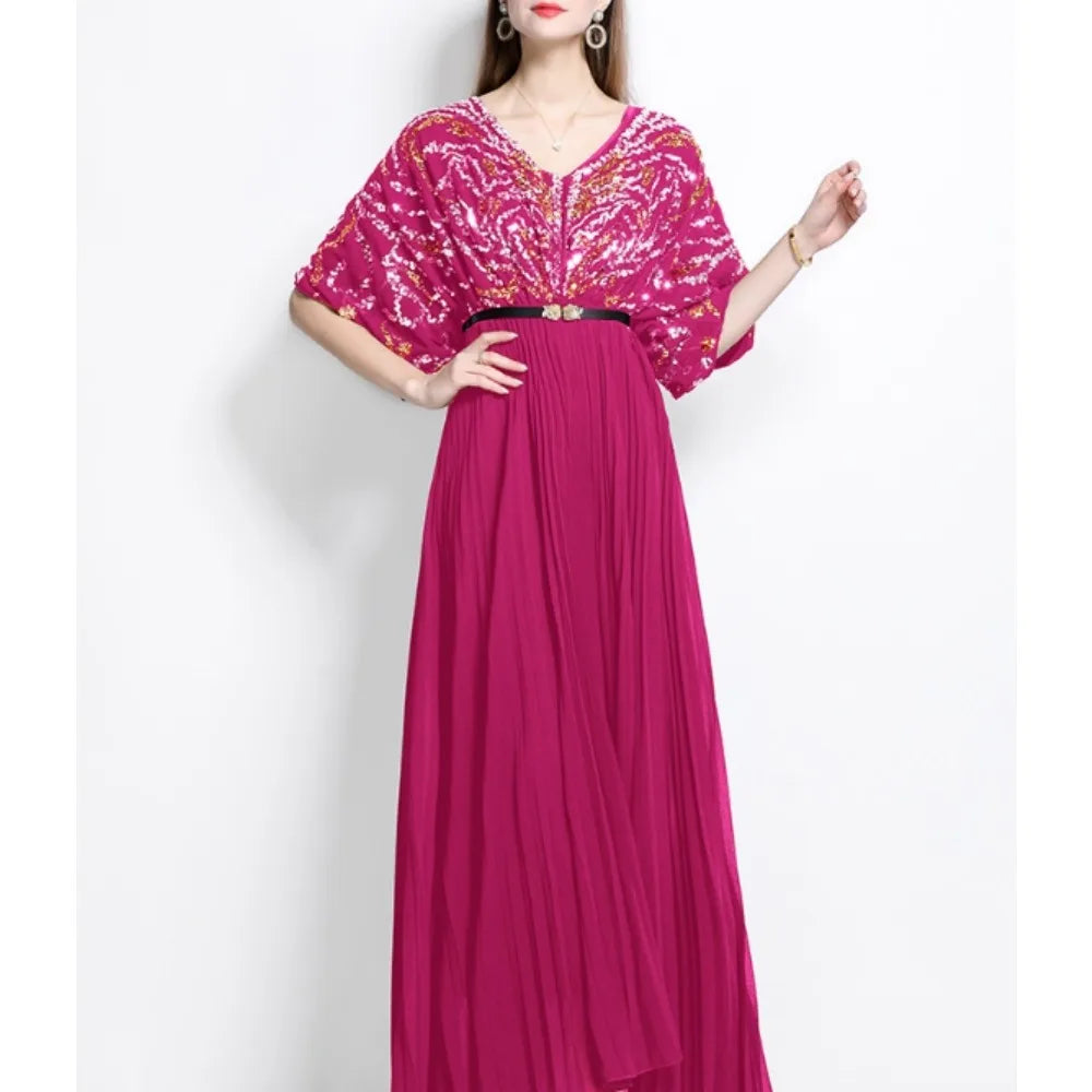 Sequin Ruched Summer Dress