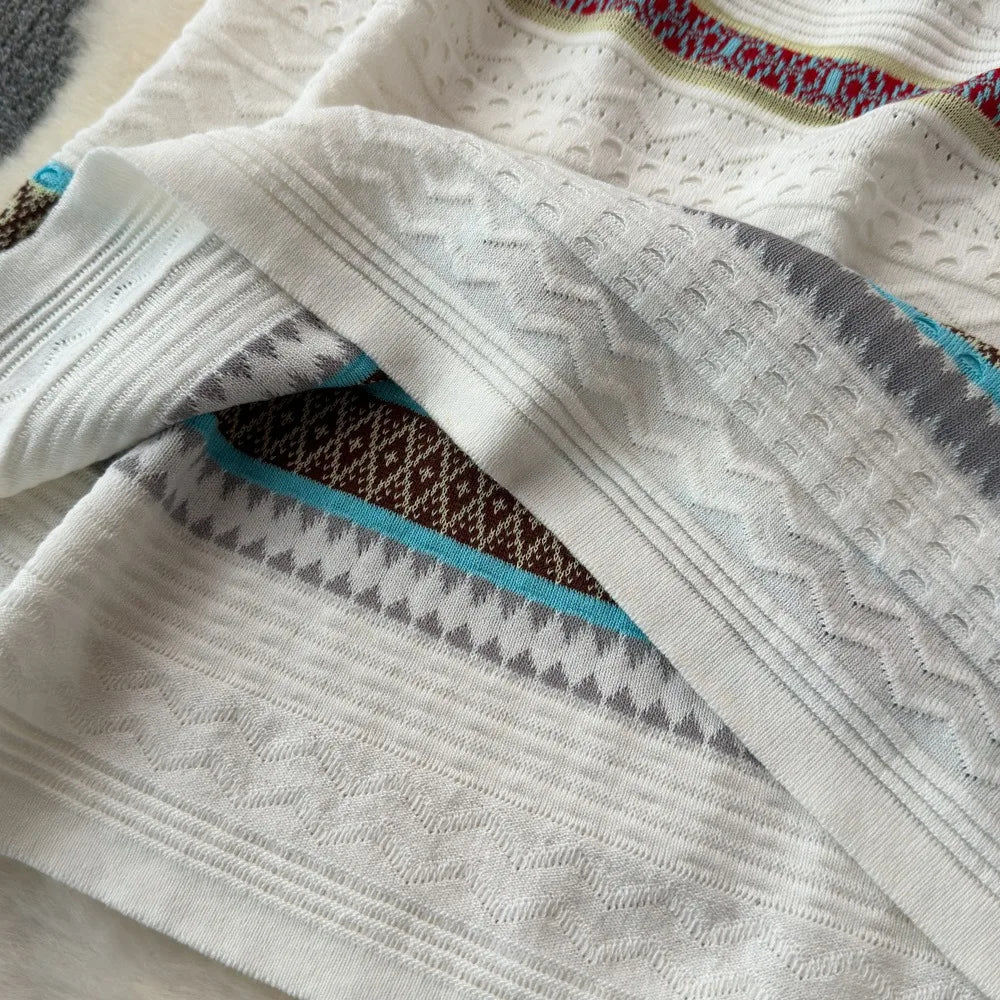 Ethnic Pattern Knit A-Line Dress