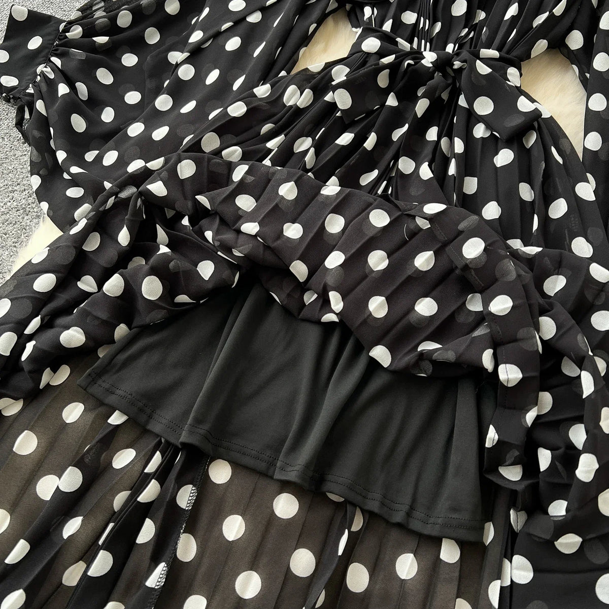 Print Bow Flare Sleeve Maxi Dress