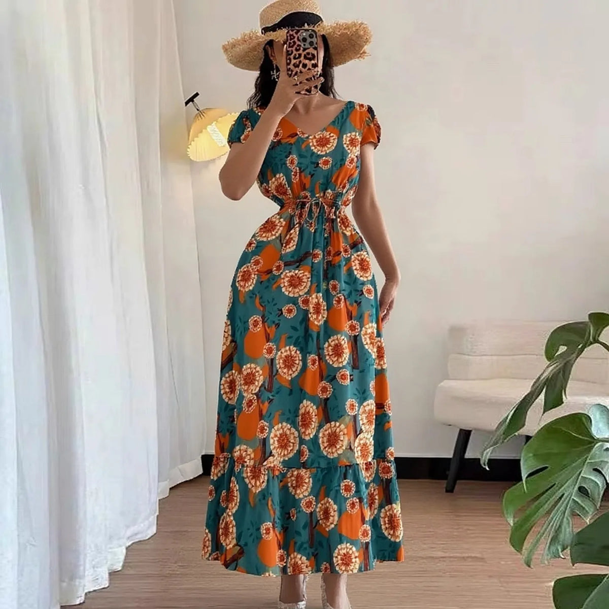 Floral A-Line Boho Maxi Dress