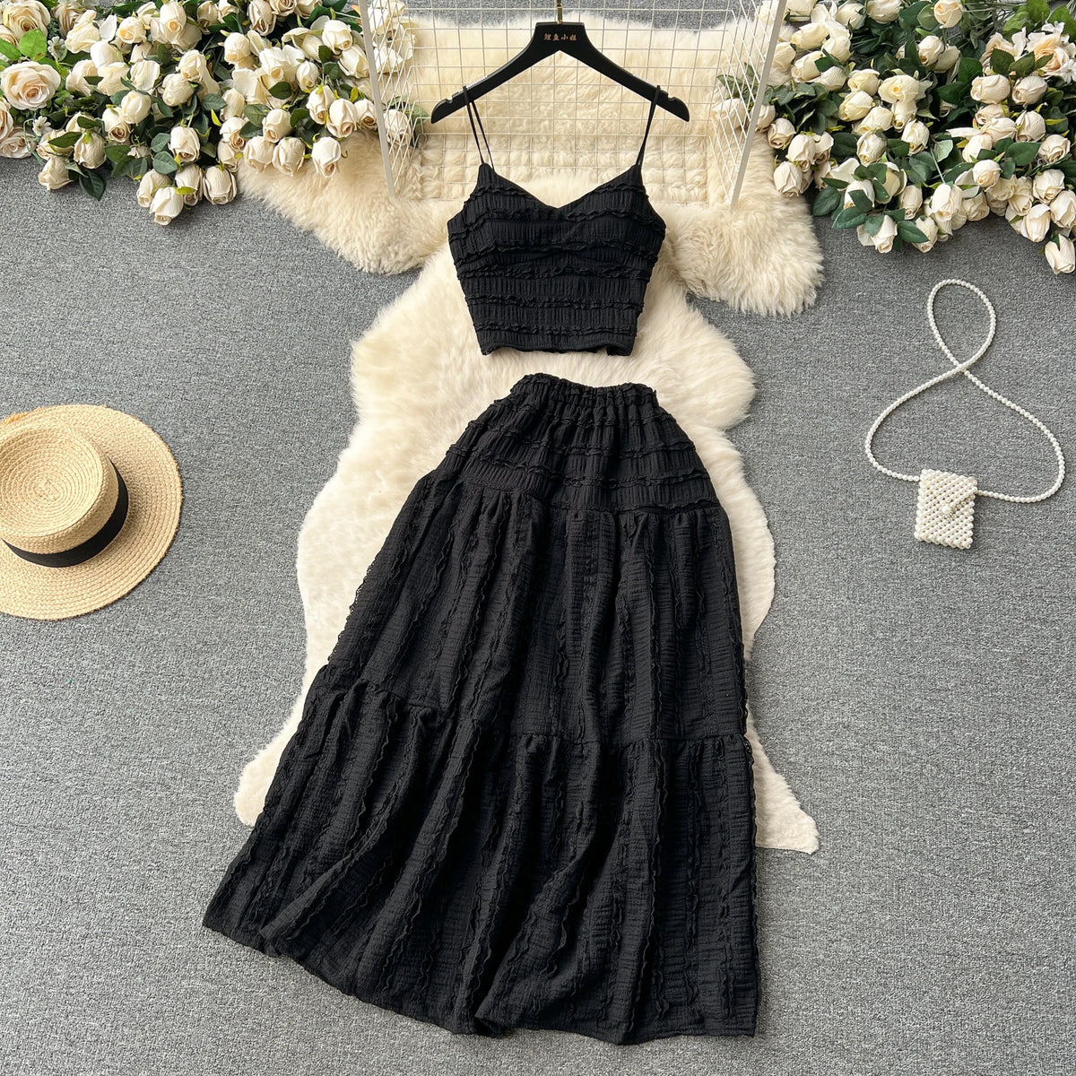 Sleeveless Crop Shirt and Skirt Set