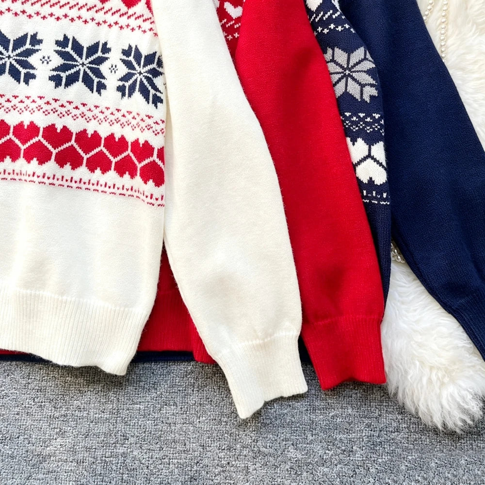 Vintage Jacquard Knit Pullover Sweater