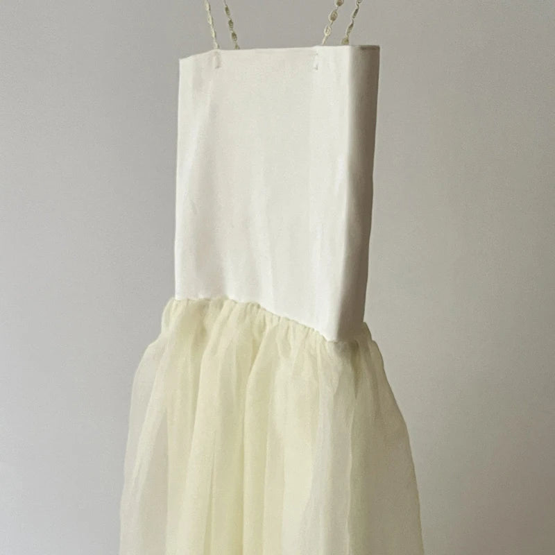 Layered Mesh Spaghetti Strap Midi Dress