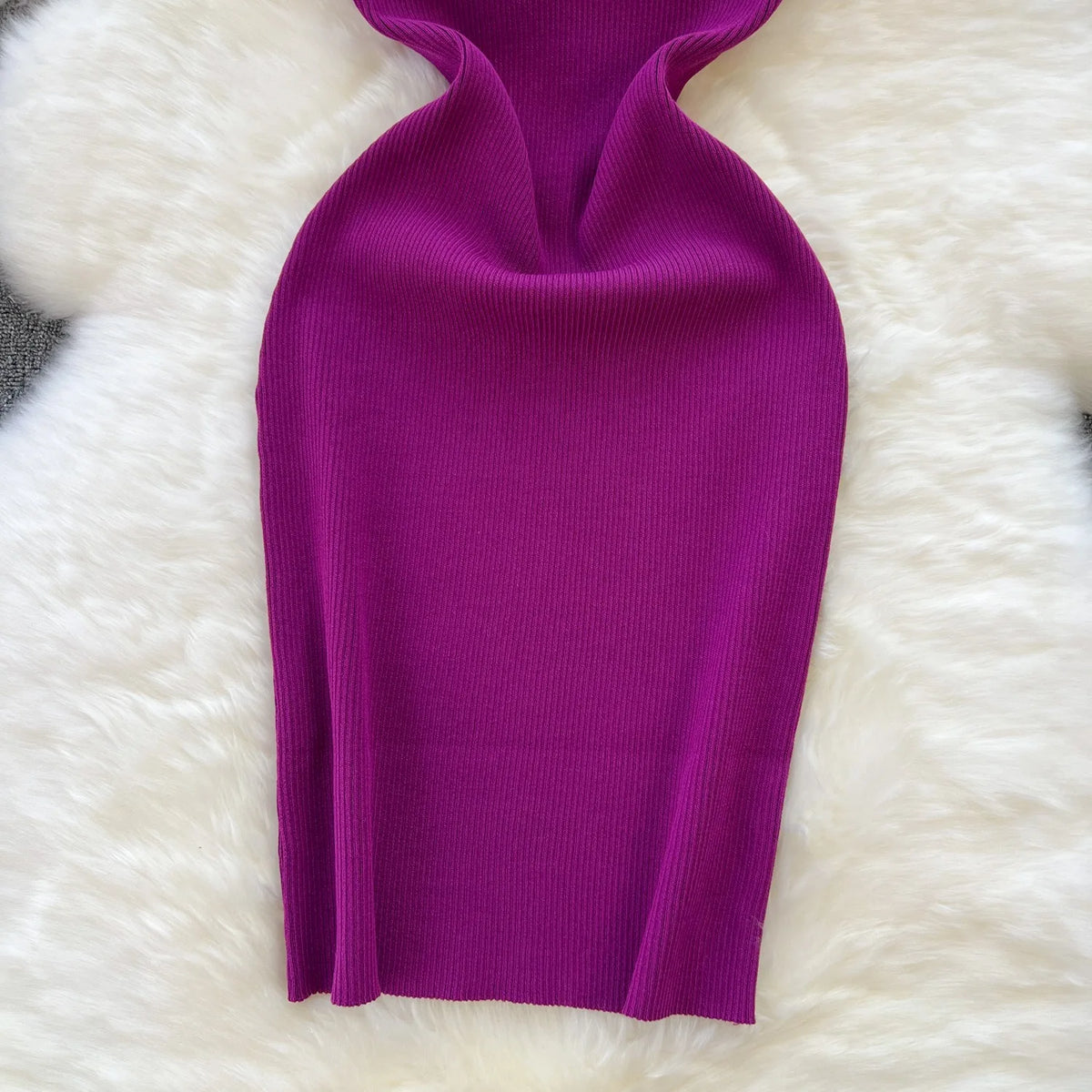 Sleeveless Collared Knit Mini Shirt Dress