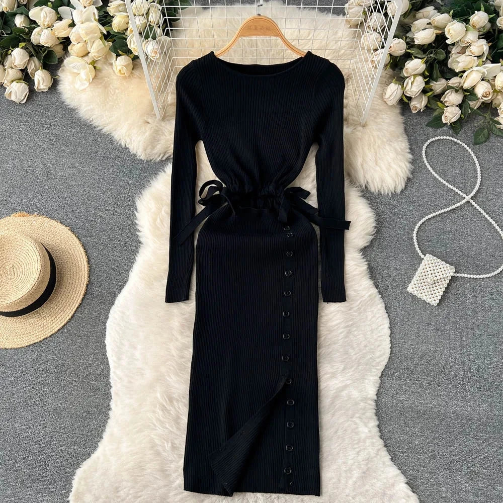 Cutout Waist Crew Neck Bodycon Dress