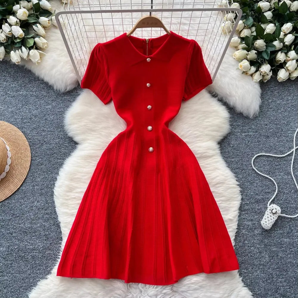 Sleeveless Collared Button Bodycon Dress