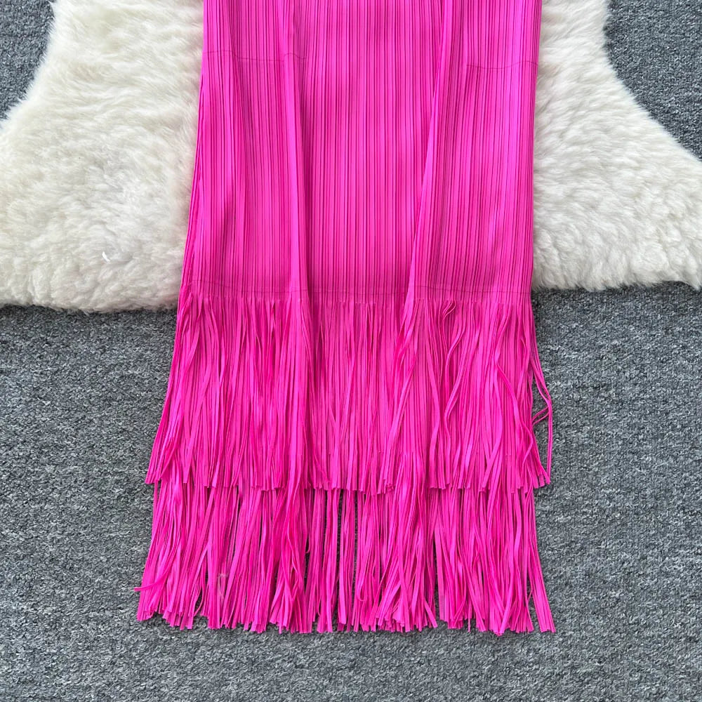 Tassel Chain Asymmetric Boho Two-Piece Set
