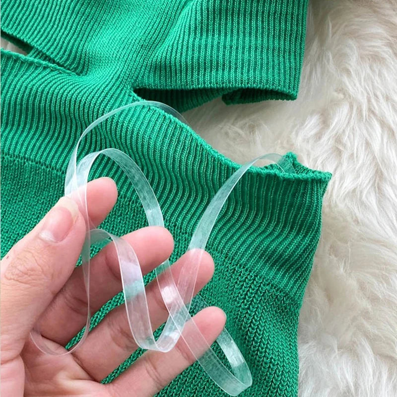 Cutout Waist Split Knit Maxi Dress