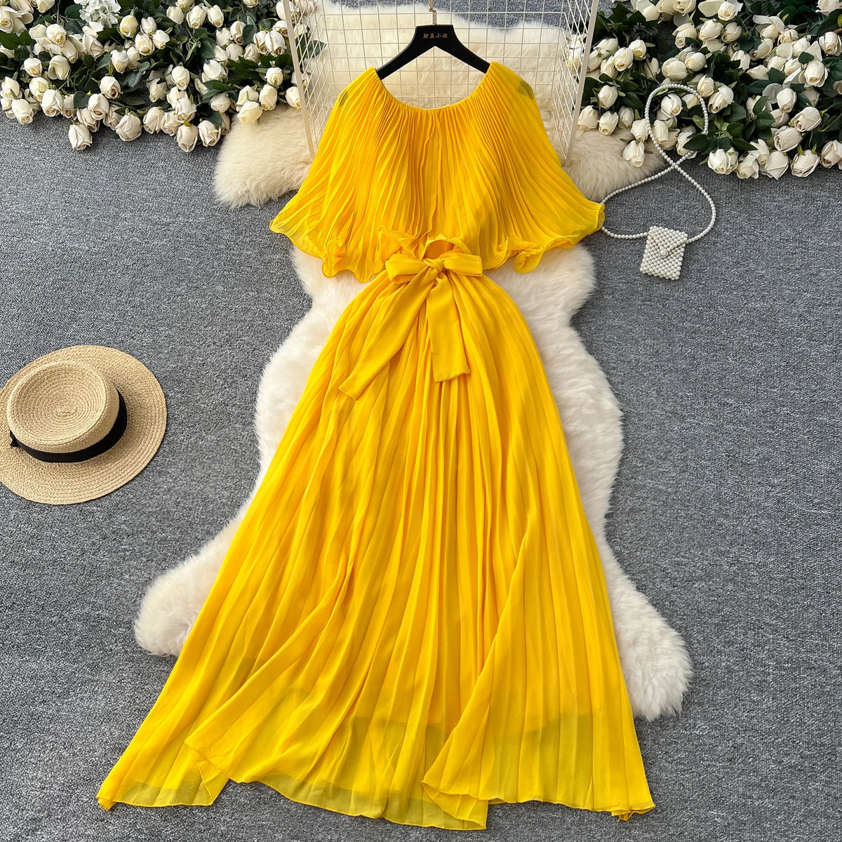 Chiffon Lace-Up High Waist Beach Dress