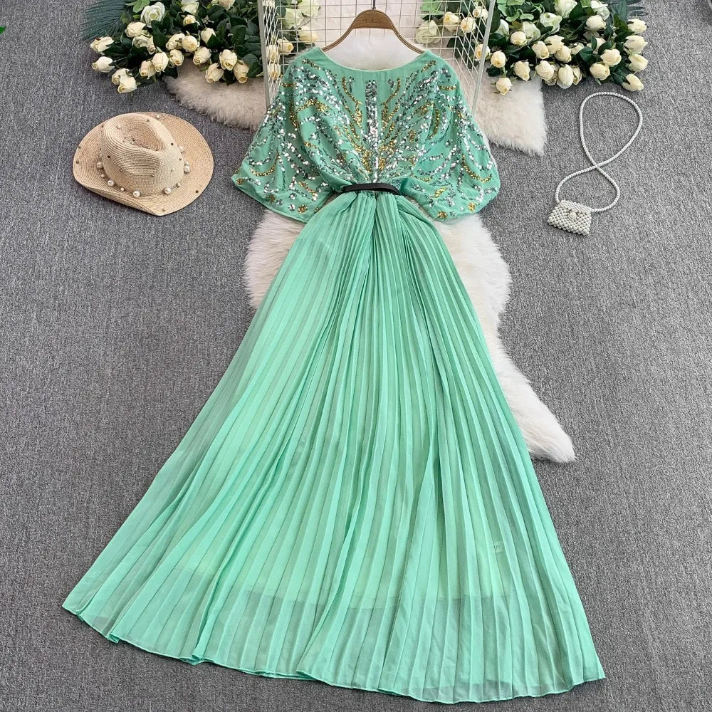 Sequin Ruched Summer Dress