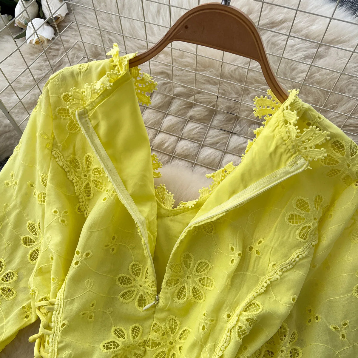 3D Floral Cutout A-Line Dress