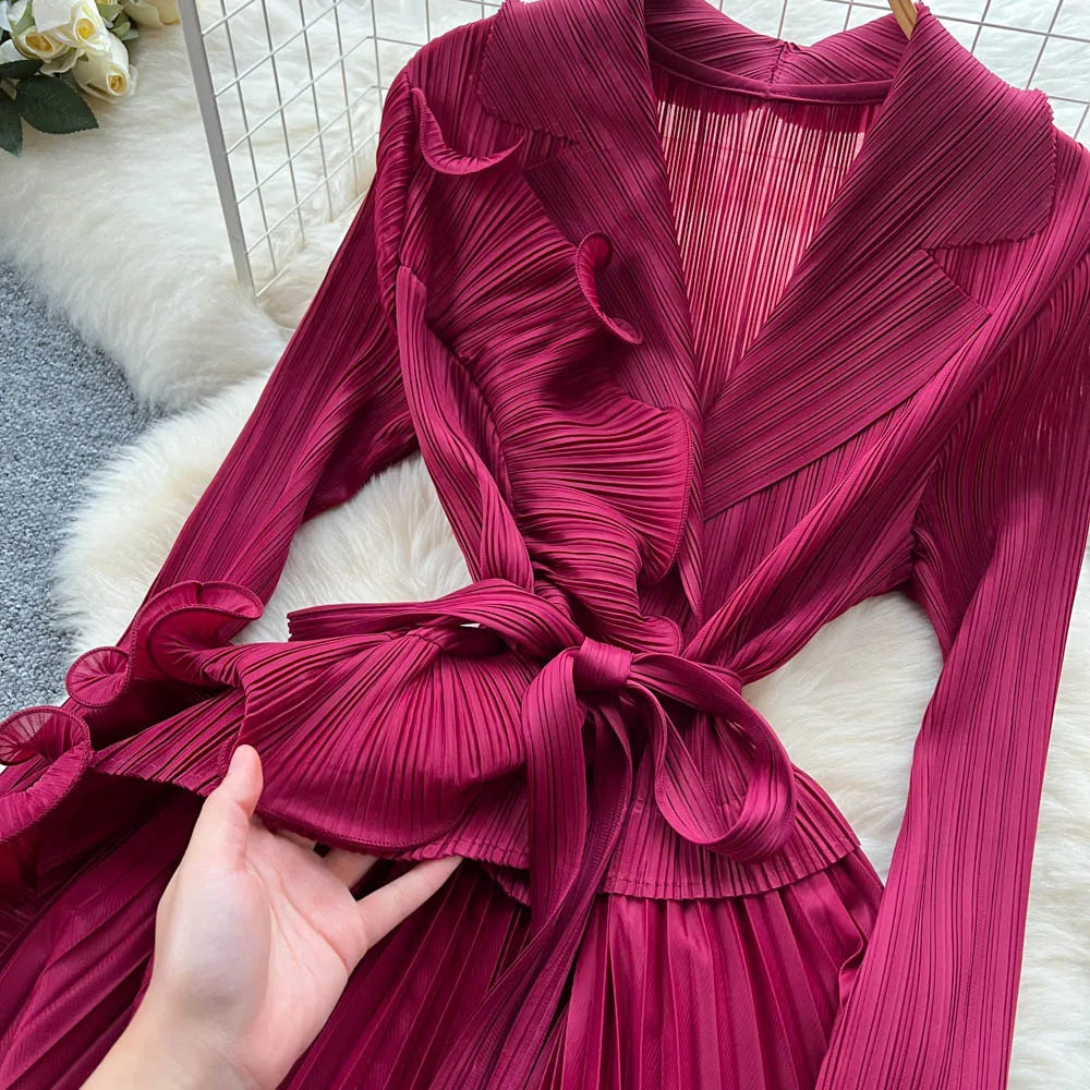 Asymmetric Long Sleeve A-Line Dress