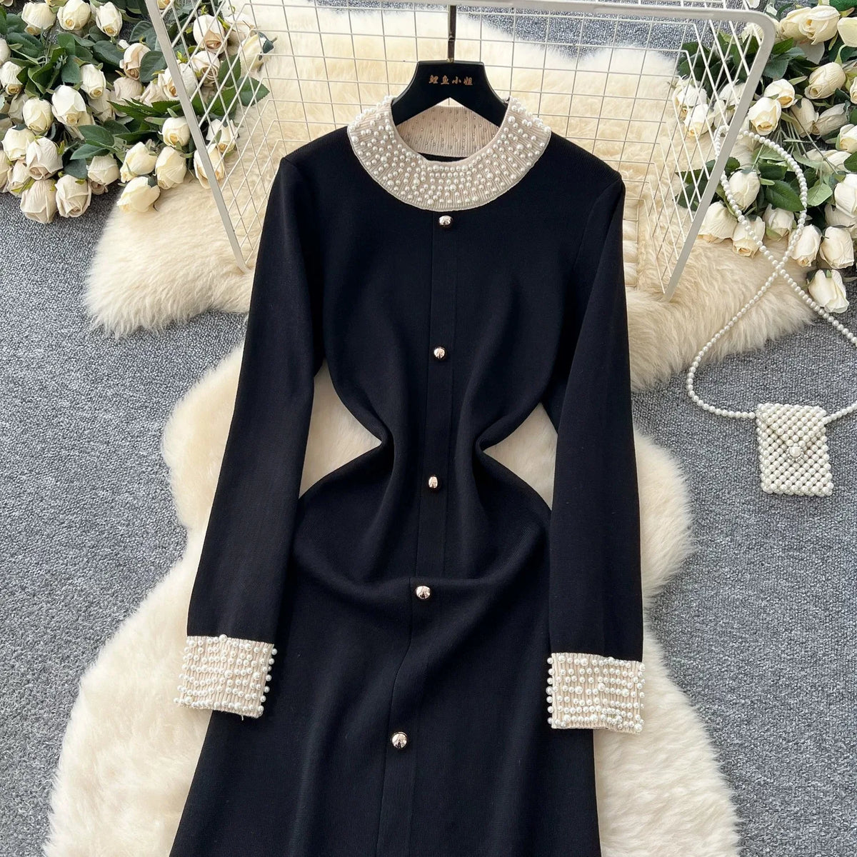 Pearl Knit A-Line Maxi Dress