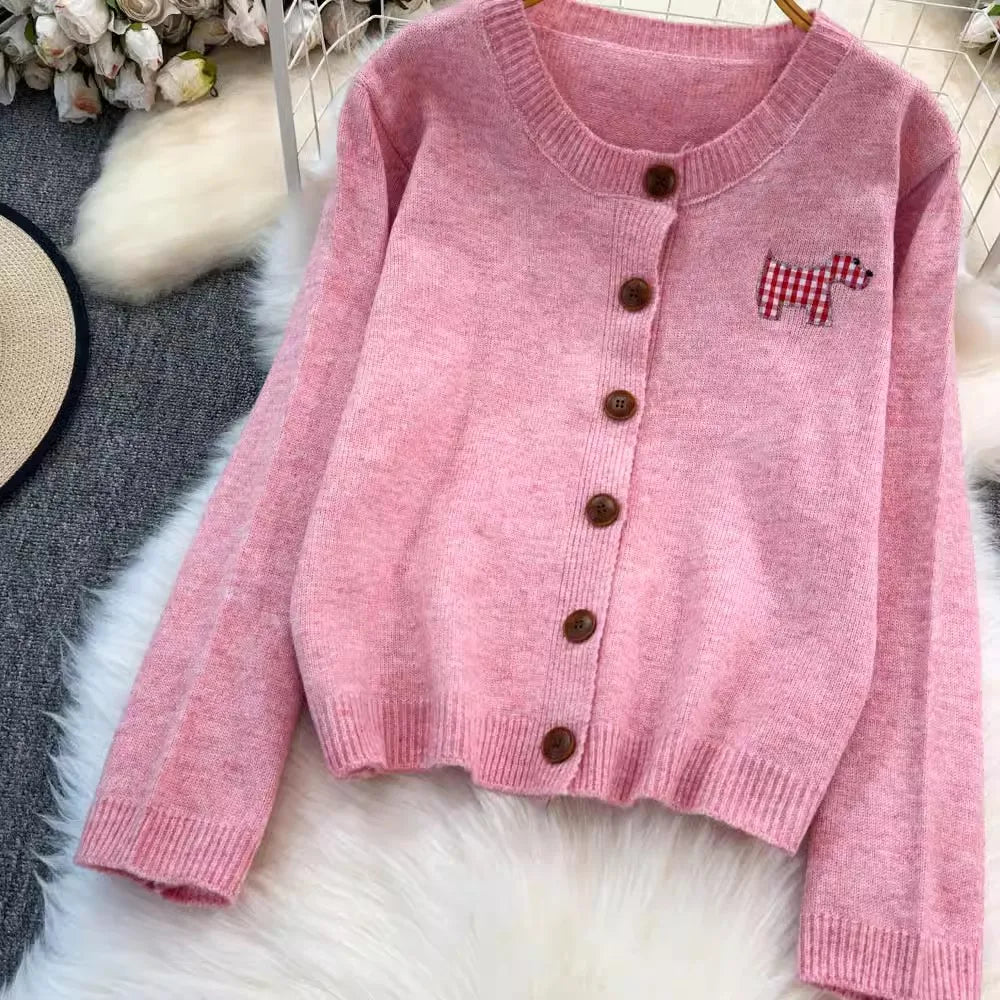 Puppy Patch Knit Cardigan