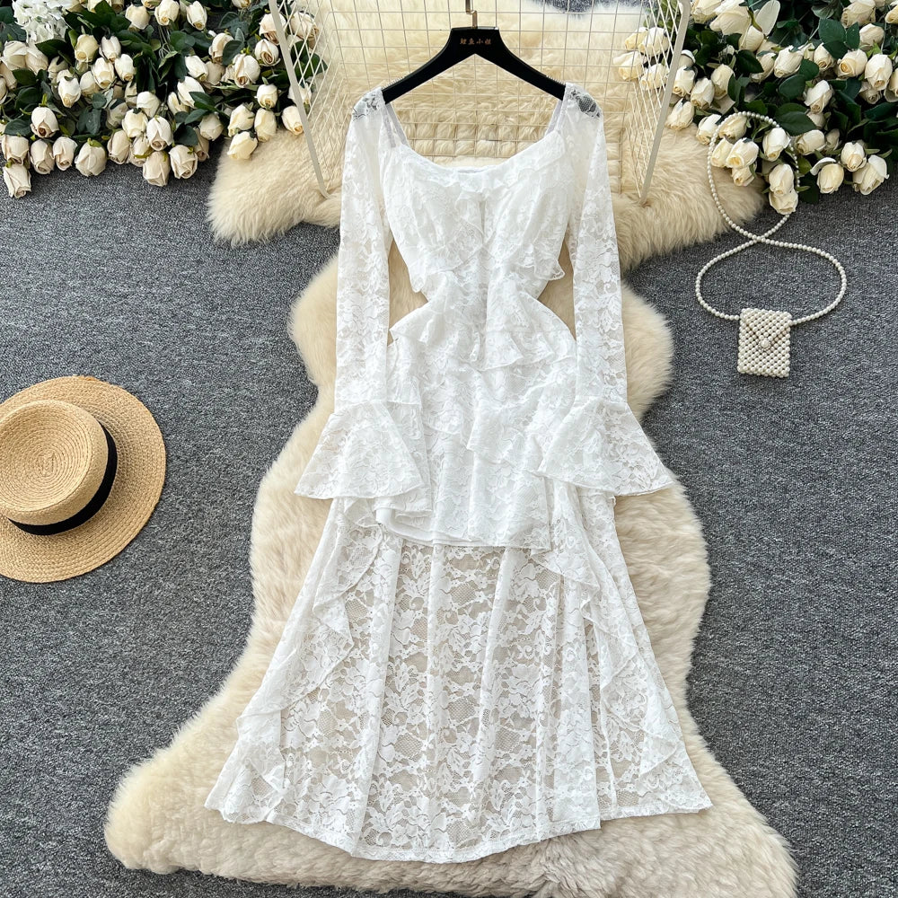 Lace Long Sleeve Maxi Evening Dress