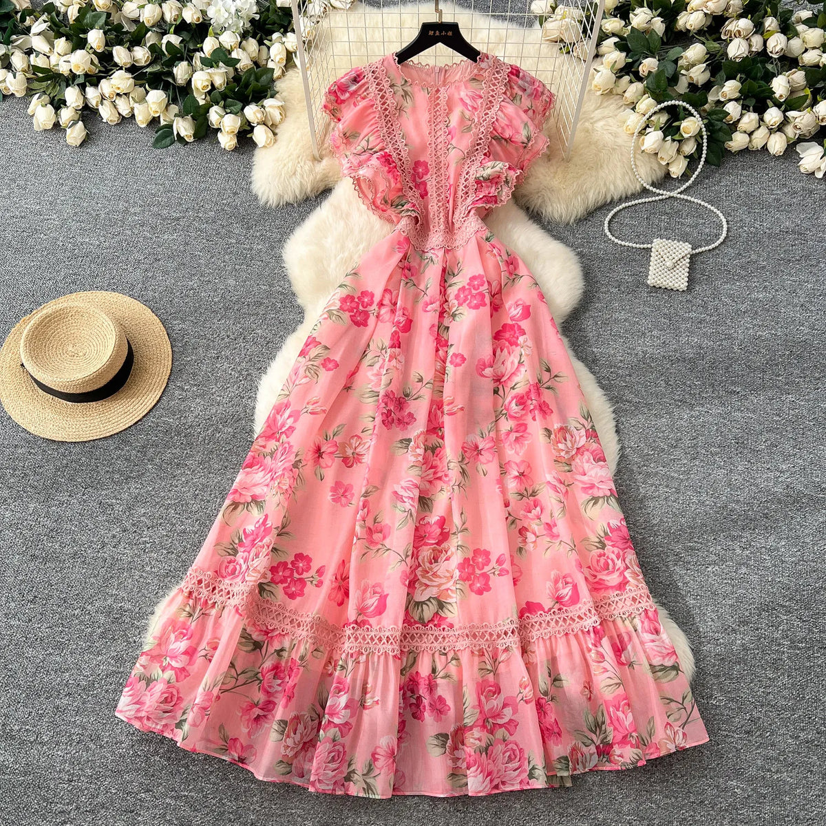 Off-Shoulder Sleeveless Spliced Dress