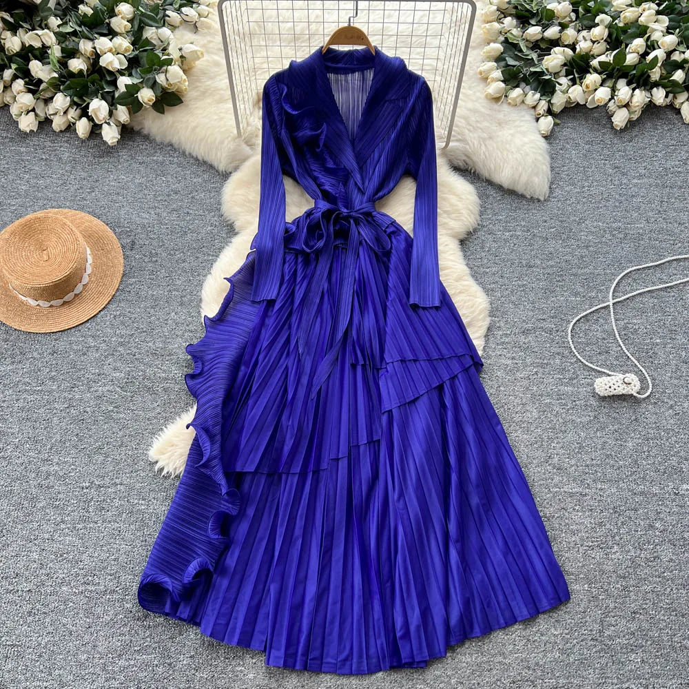 Asymmetric Long Sleeve A-Line Dress