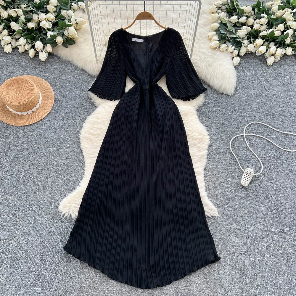 Boho Flare Sleeve Slim Maxi Dress