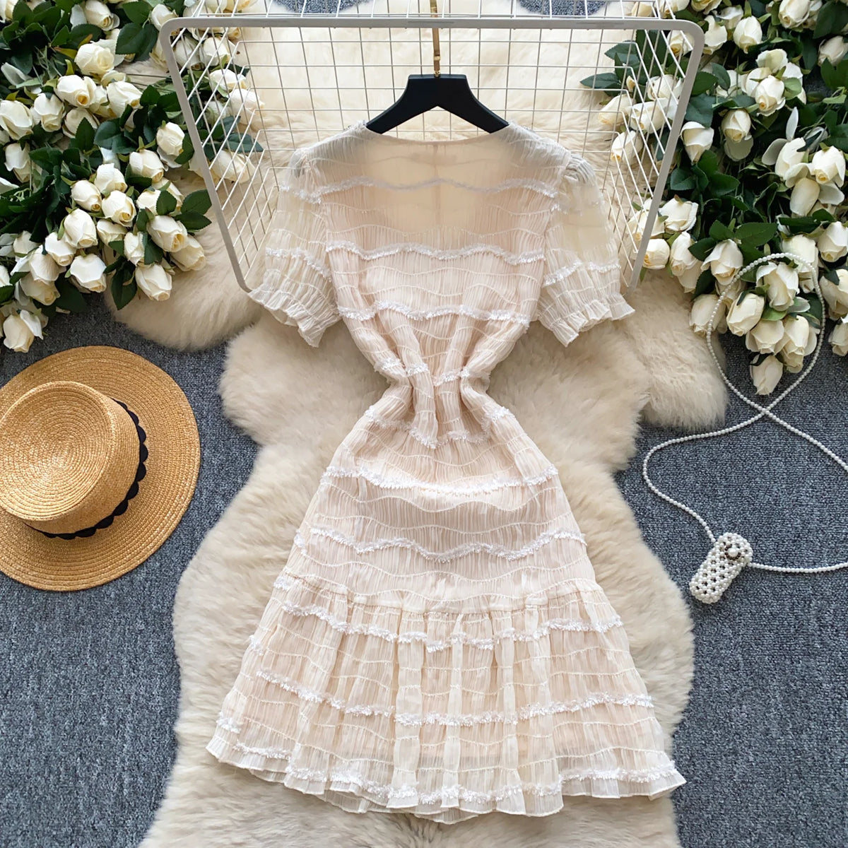 Rhinestone Lace A-Line Sundress