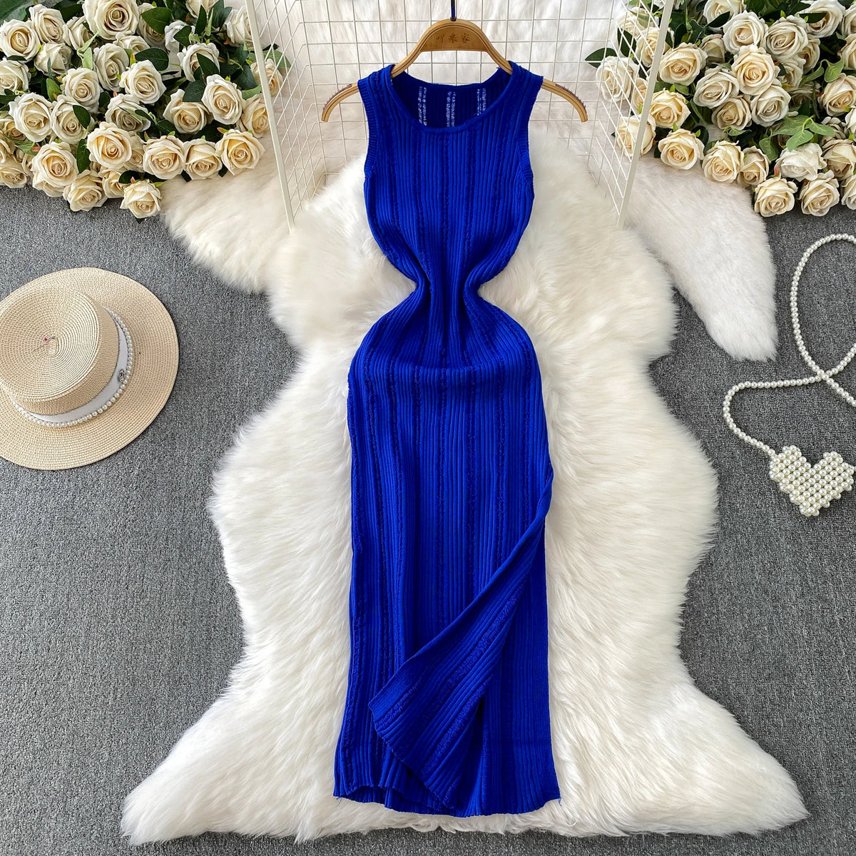 Off-Shoulder Knit Pencil Dress