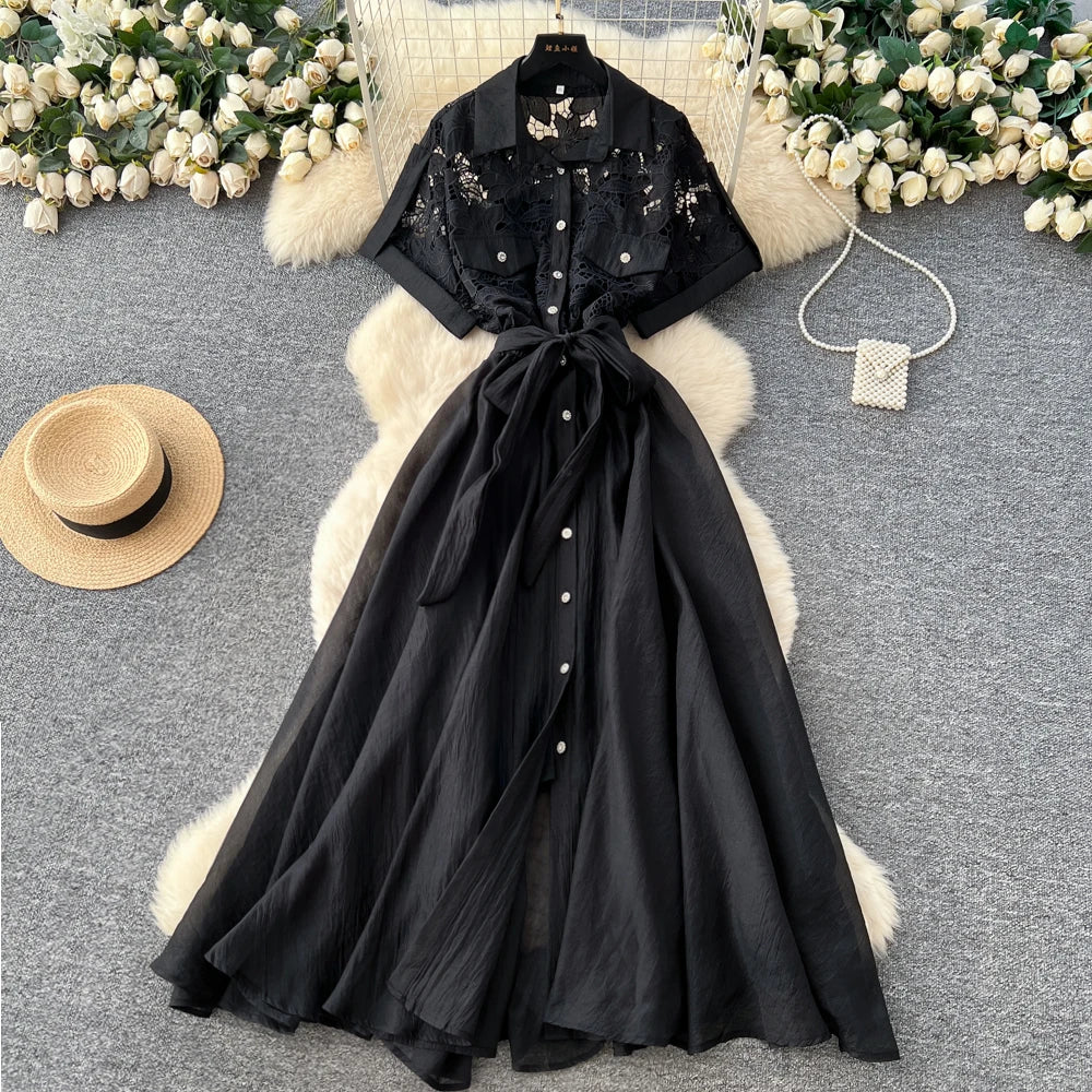 Cutout Short Sleeve A-Line Dress