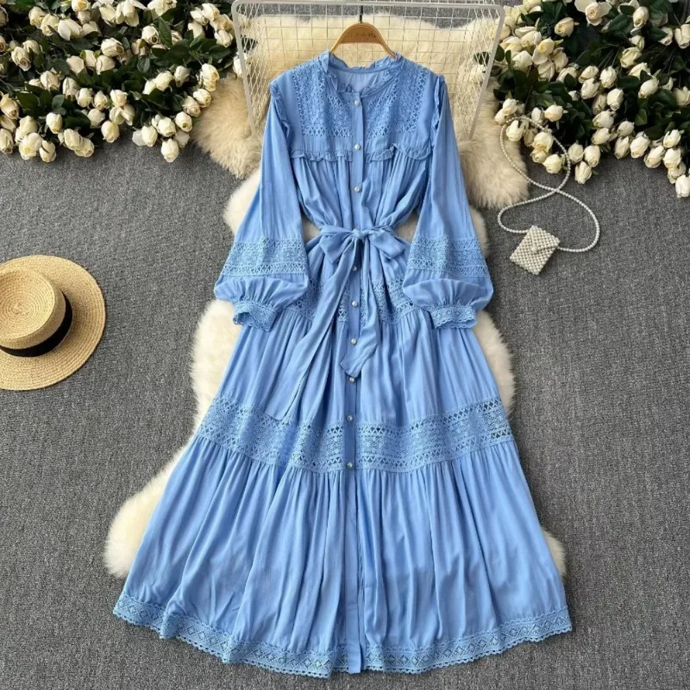 Lace Patchwork Bandage A-Line Dress