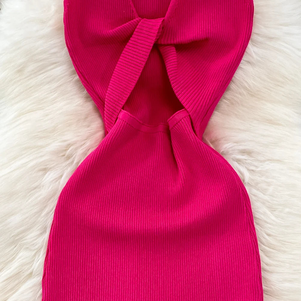 Reversible Knot Knit Bodycon Maxi Dress