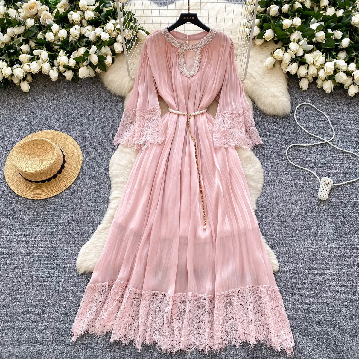 Rhinestone Mesh Chain Party Dress Set