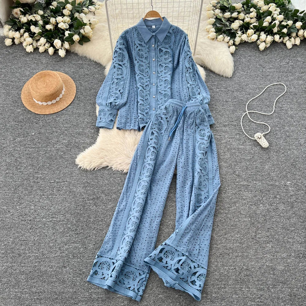 Lace Top and Pants Set