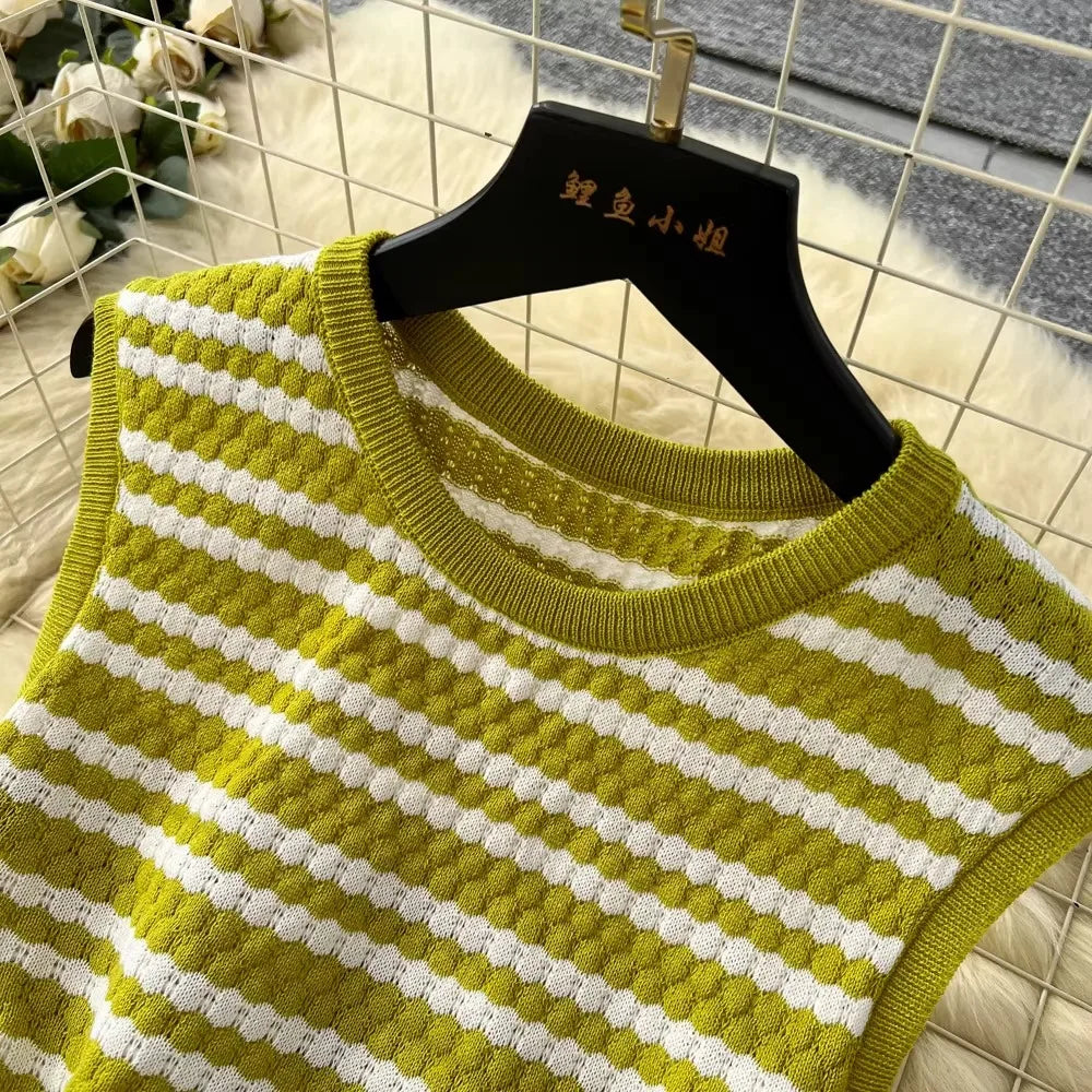 Striped Sleeveless Knit Maxi Tank Dress