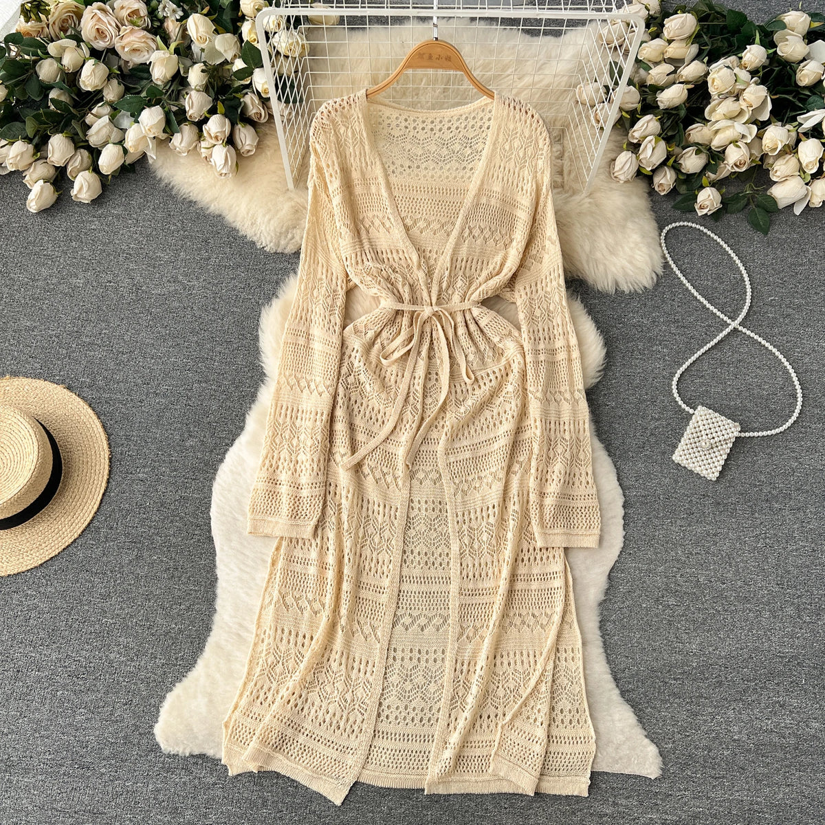 Boho Cutout Long Sleeve Cardigan