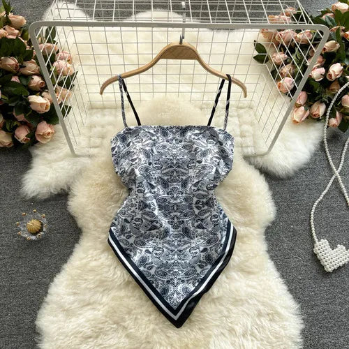 Lace-Up Backless Print Corset Crop Top