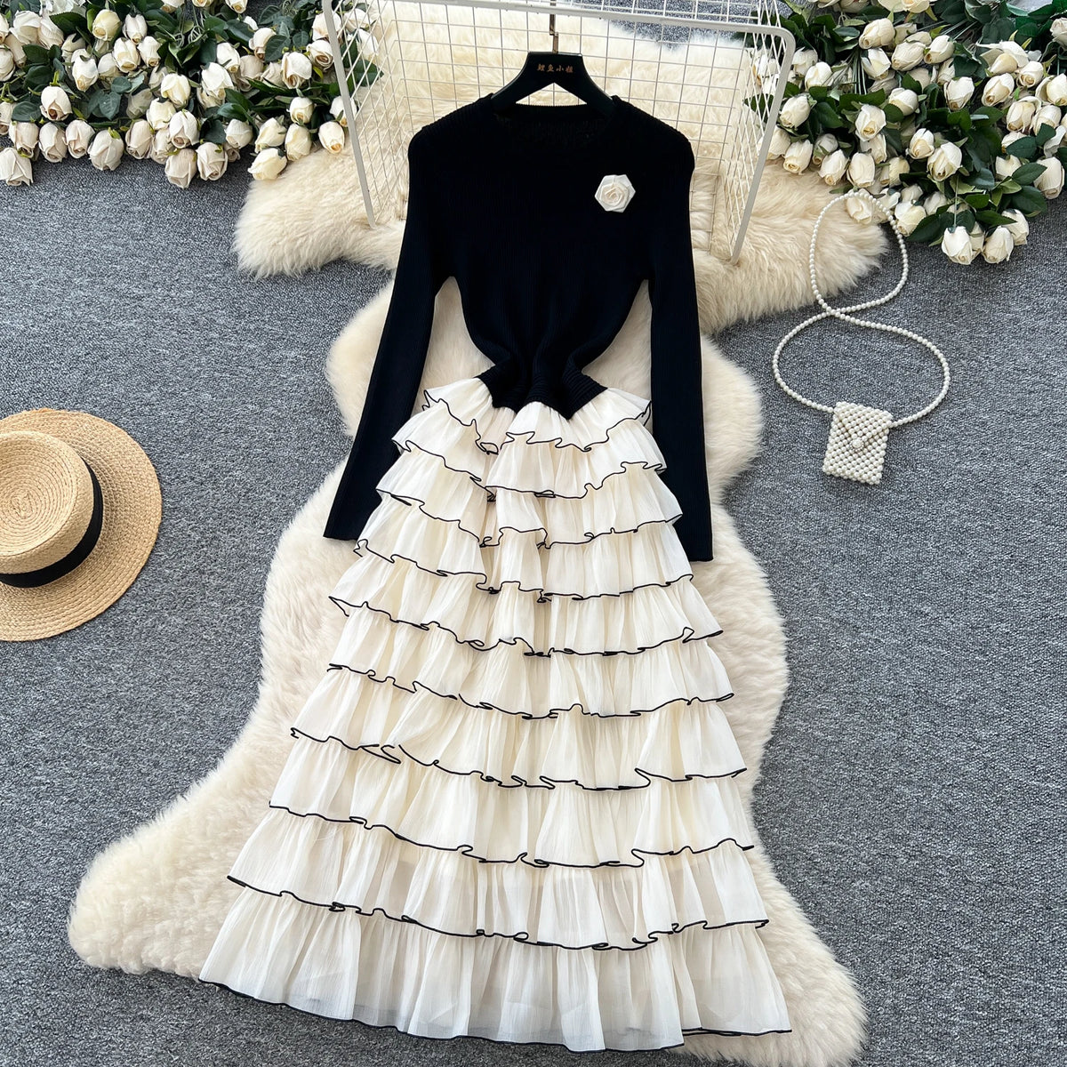 Floral Tiered Knit Maxi Dress