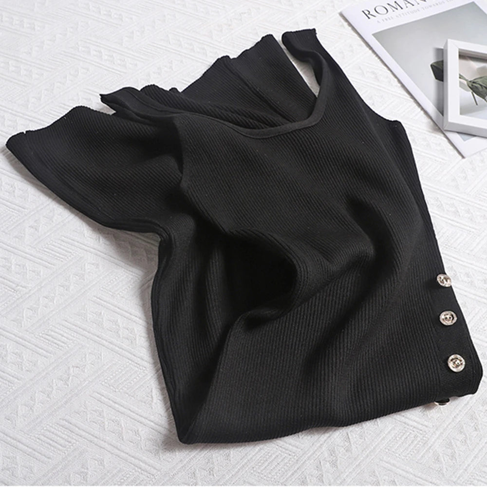 Button Split Bodycon Maxi Tank Dress