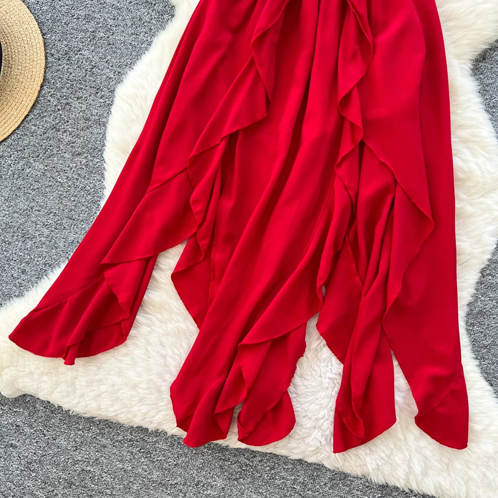 Chiffon Boat Neck A-Line Dress