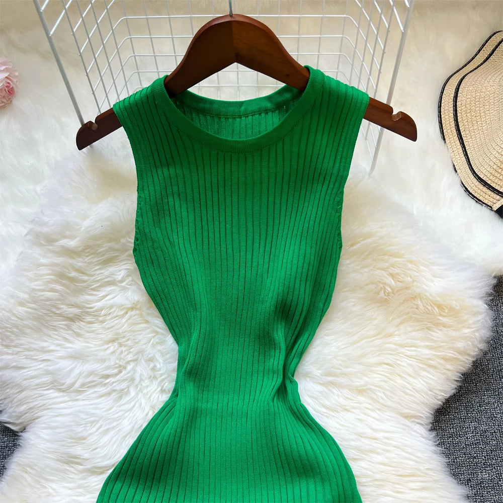 Ruffled Stretch Knit Mini Dress