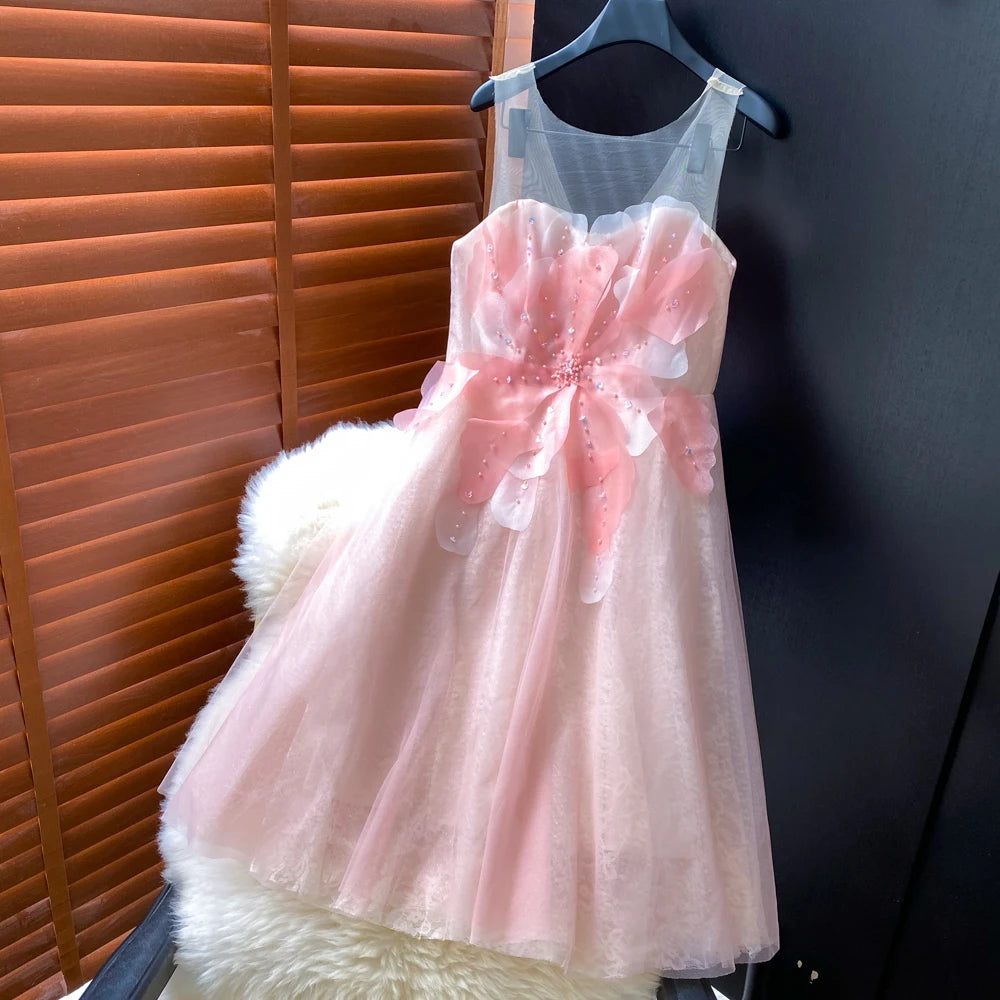 3D Mesh Evening Party Dress