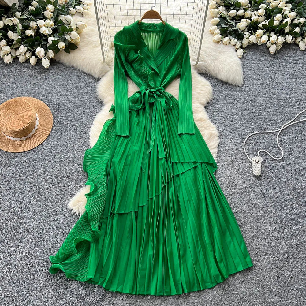 Asymmetric Long Sleeve A-Line Dress