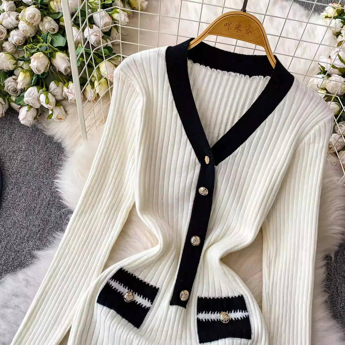 V-Neck Knit Bodycon Short Sweater Dress