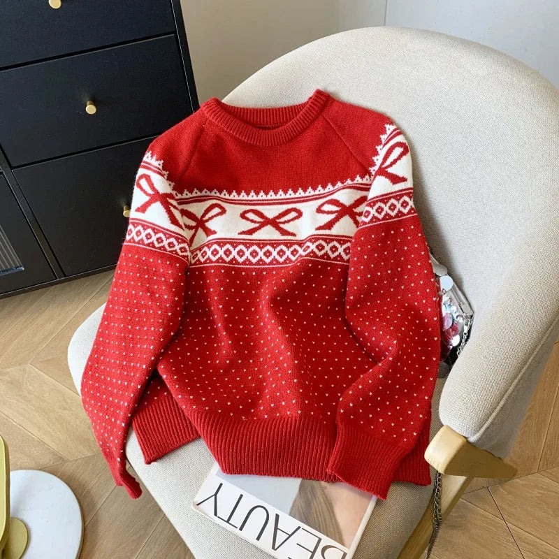 Red Bow Knit Sweater