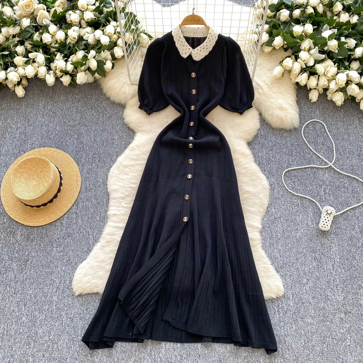 Ruched Single Breasted Knit Bodycon Dress