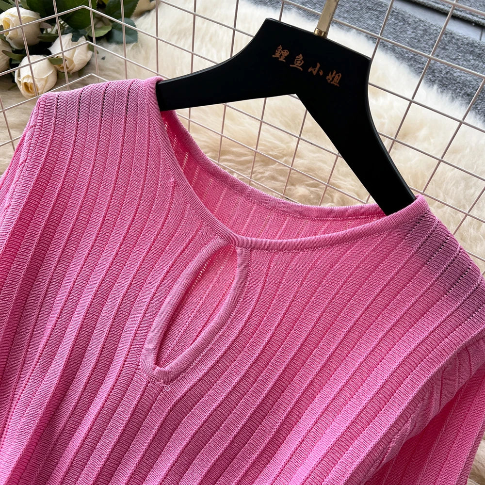 Slim Waist Knit A-Line Mini Dress