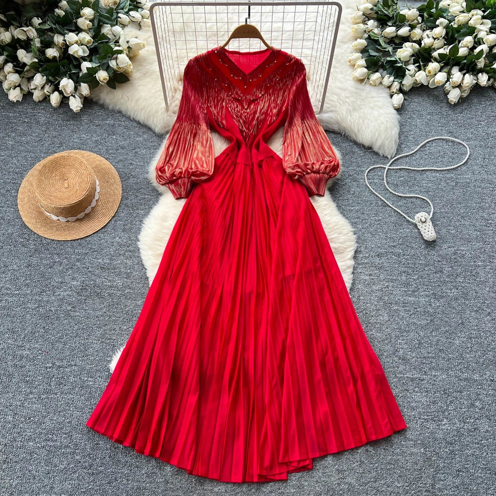 Tassel Puff Sleeve Slim Dress