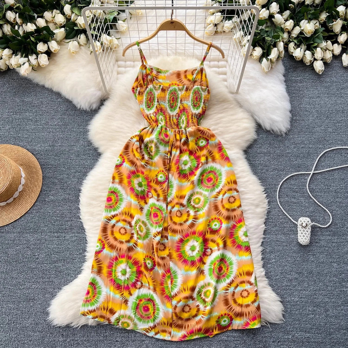 Floral High Waist A-Line Maxi Dress